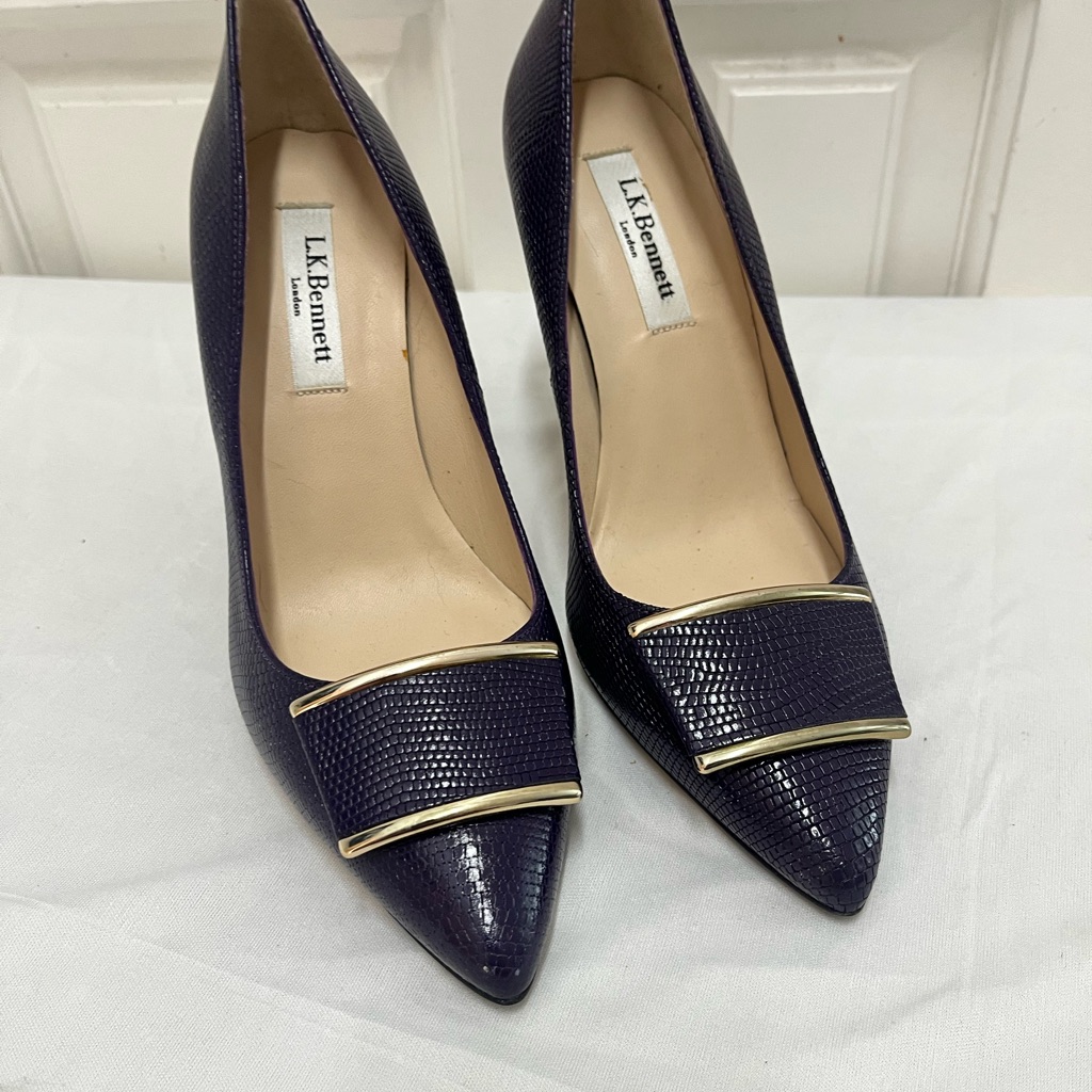 Lk Bennett Purple Leather Courts Long Women Heels Size 36